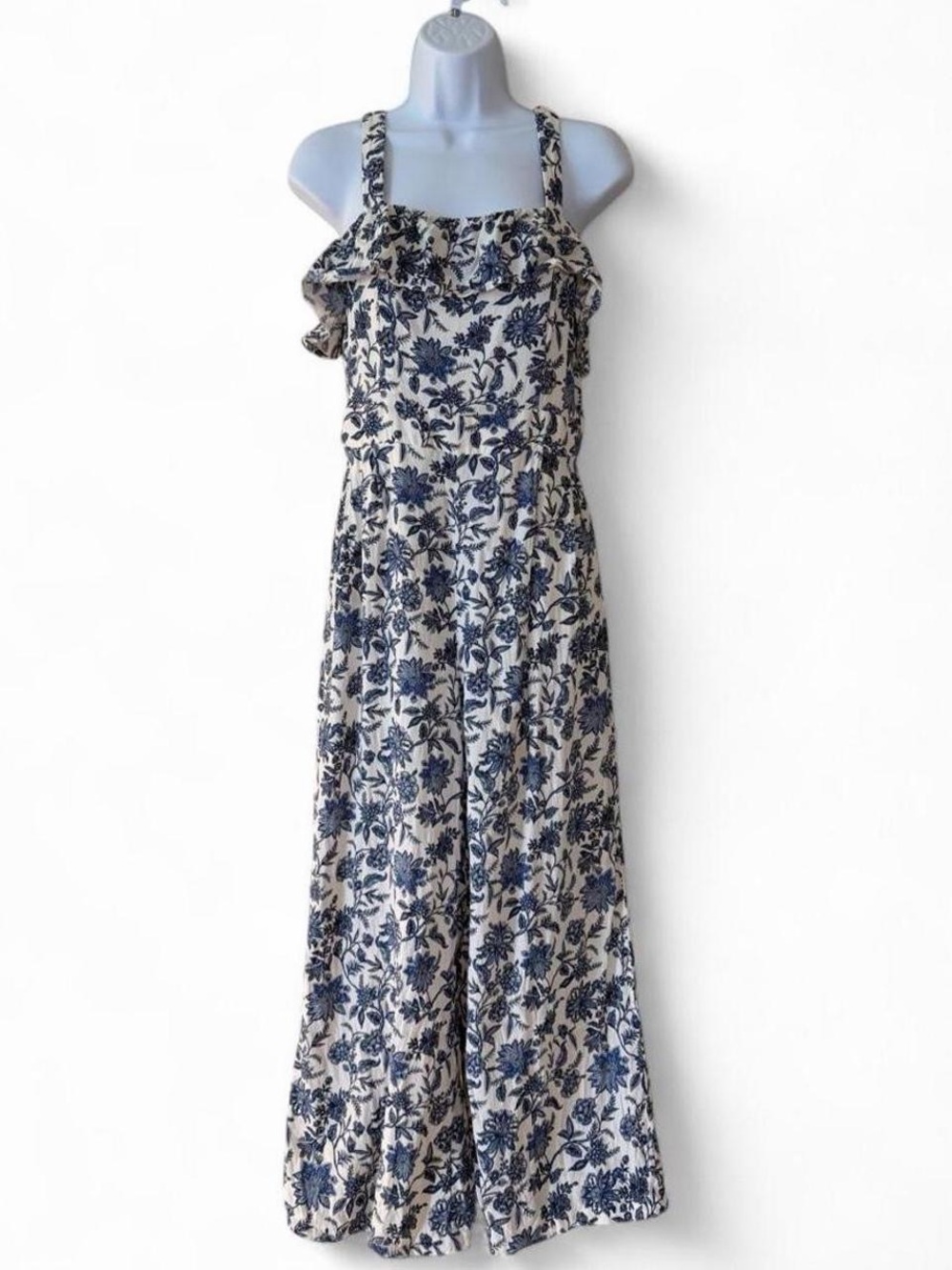 LOFT Blue Floral Wide Leg Jumpsuit